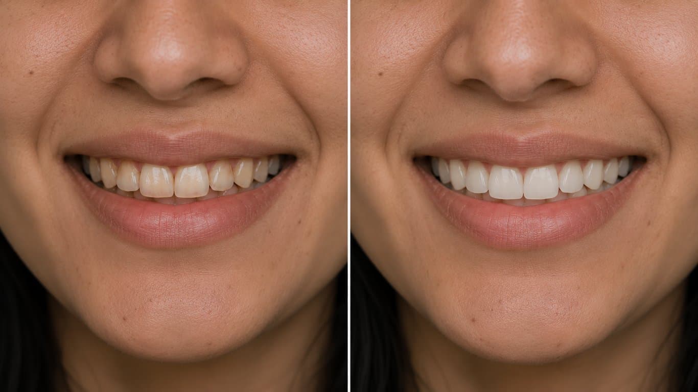 Teeth scaling and polishing before and after — House of Aesthetics DHA Phase 6 Lahore